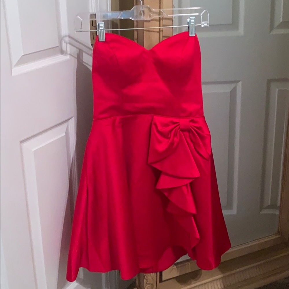 Strapless red dress